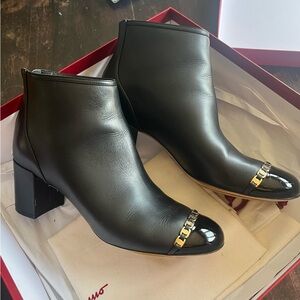 Salvatore Ferragamo Atri Chain Link Bootie. Size 7 1/2